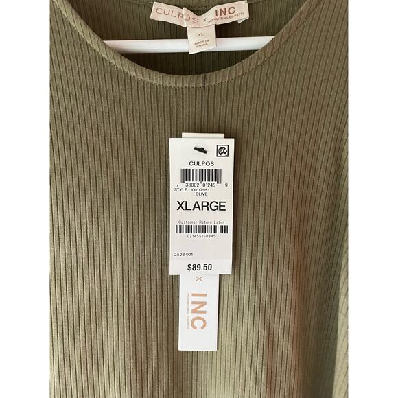 NWT INC X Culpos Bodycon ribbed, army green,‎ halter dress, SZ XL - Picture 8 of 8